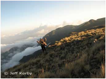 Field researcher at Guassa at sunset